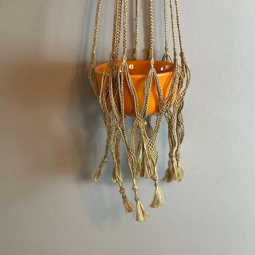 Vintage Bangladesh Hand-Made Macrame Plant Hanger 43” Boho Bohemian